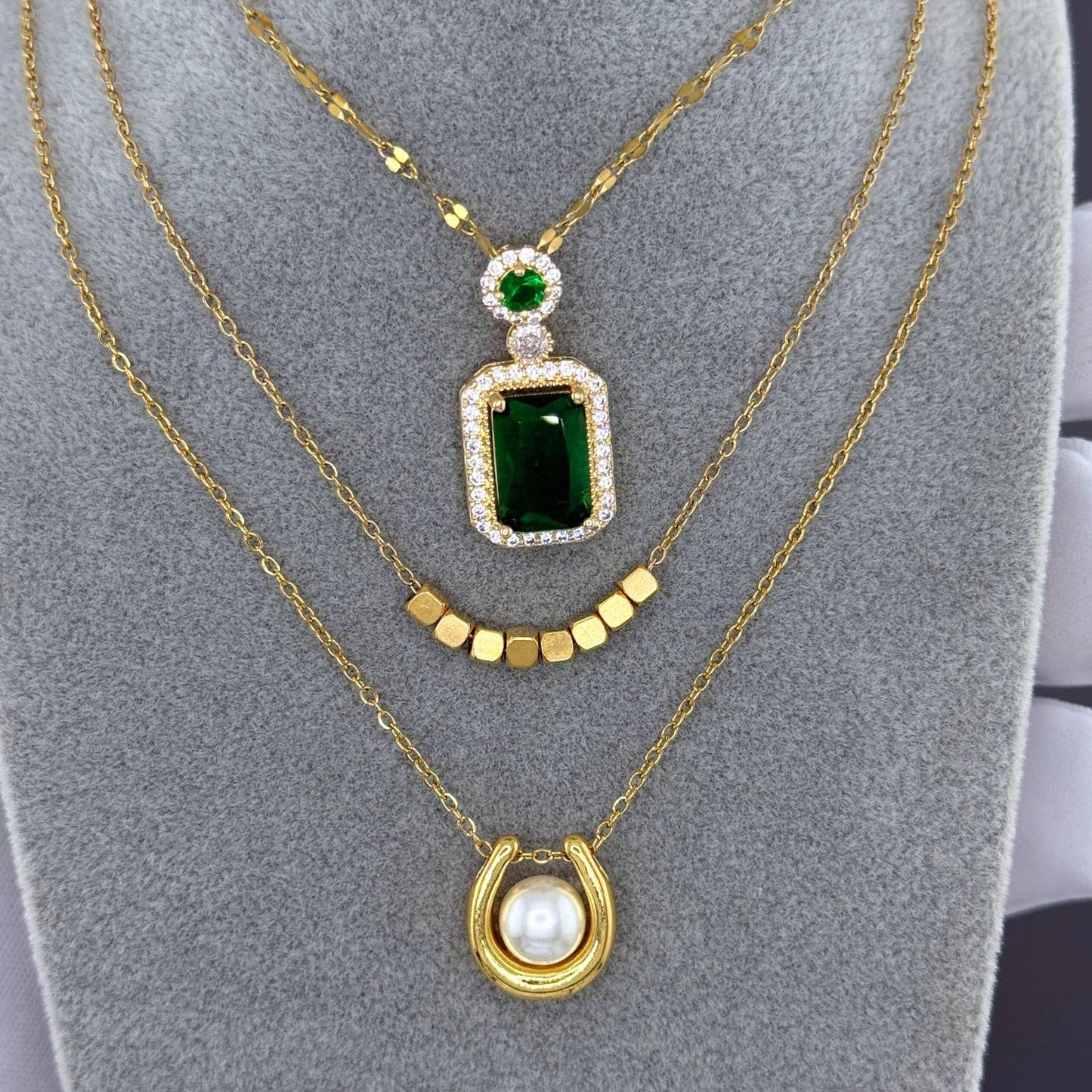 Emerald Luxe Ketting | 18K Gold Plated Steel