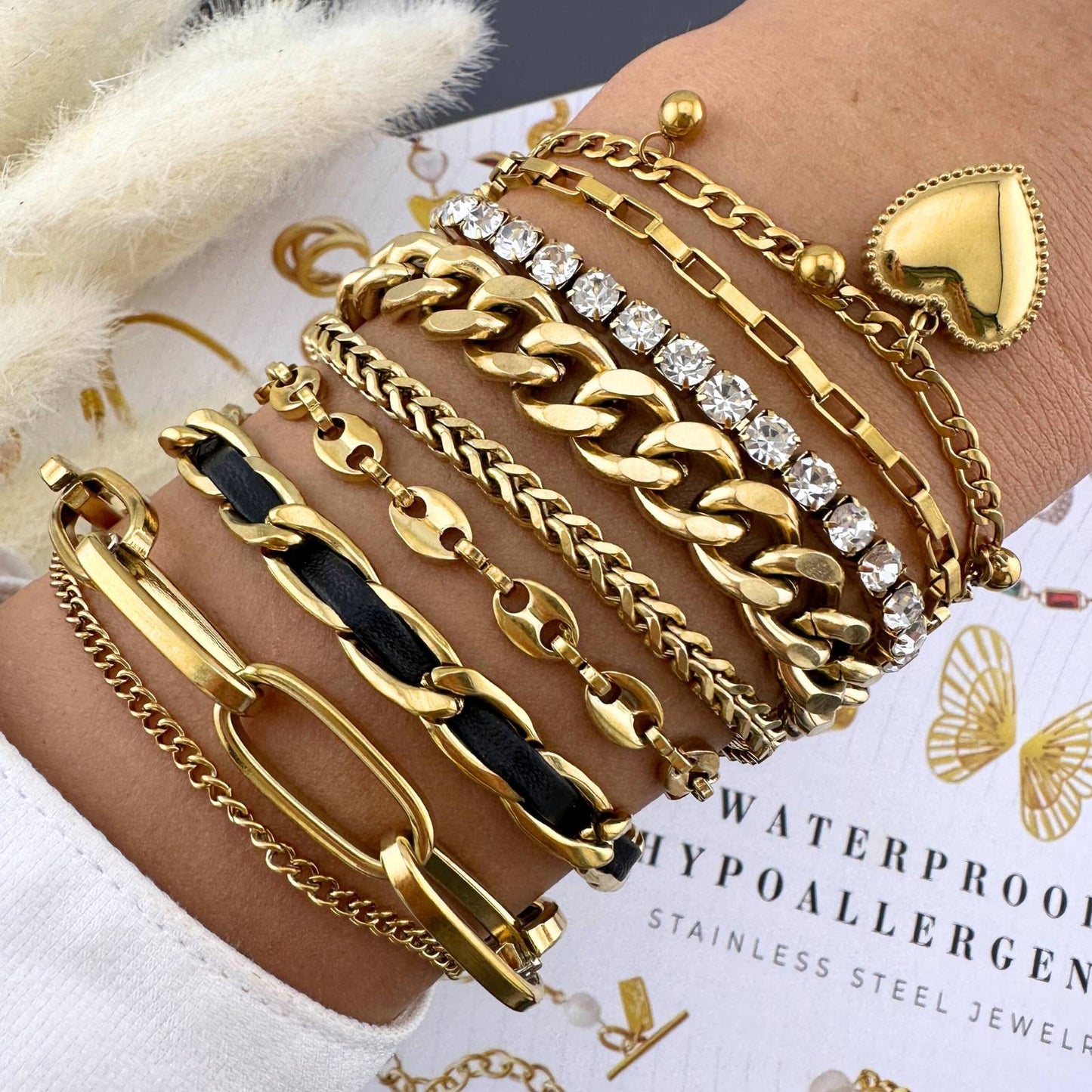 Serena Tennis Armband | 18K Gold Plated Steel & Zirkonia