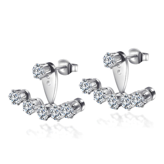 Crystal Arc Oorbellen | Zilverkleurige Oorbellen met Zirkonia