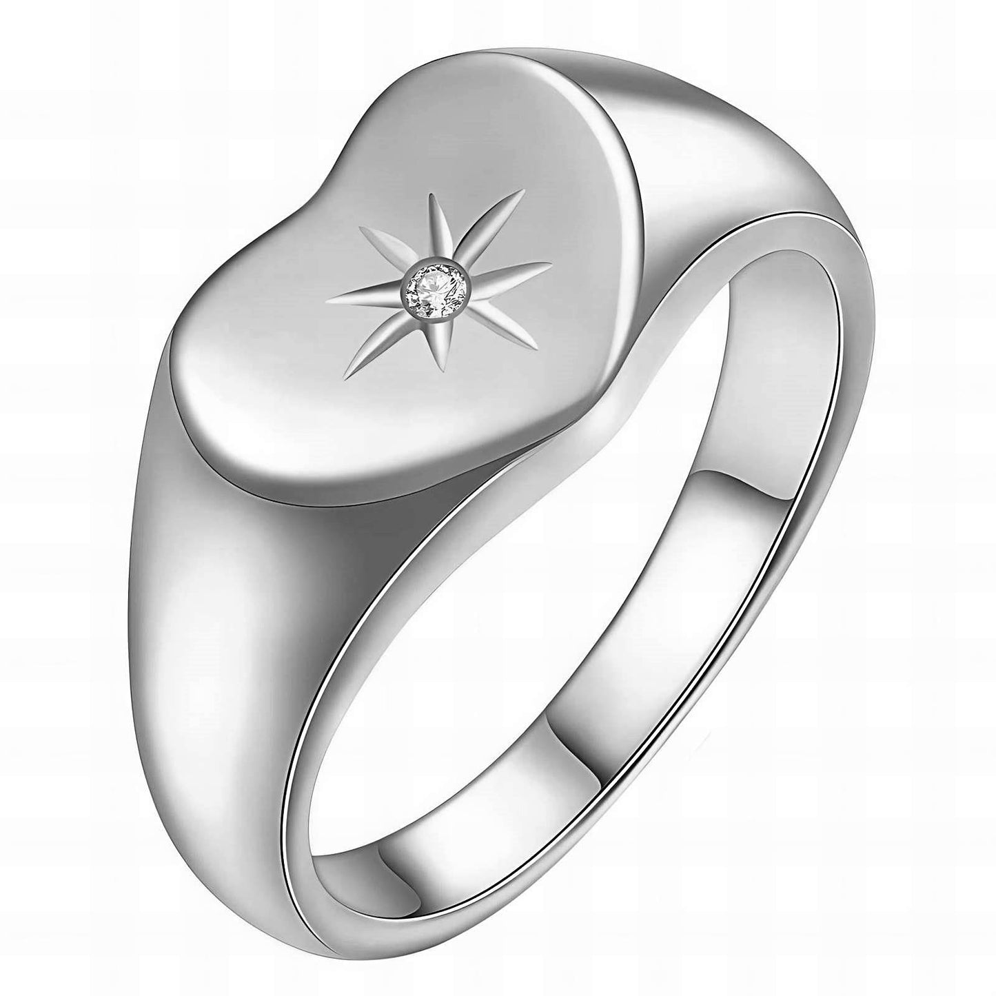 Nova Hart Ring | Stainless Steel met Zirkonia