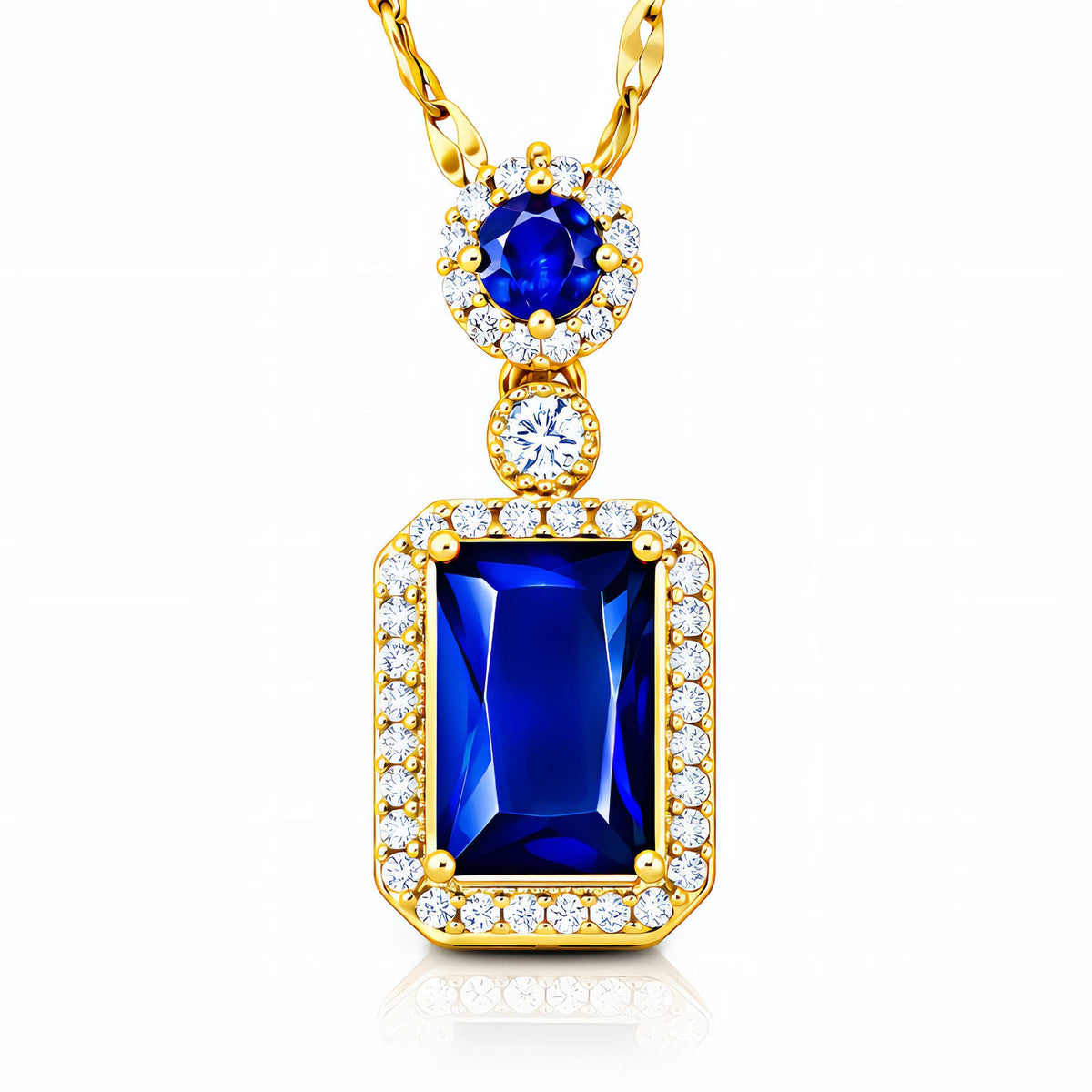 Sapphire Luxe Ketting | 18K Gold Plated Stainless Steel & Zirkonia