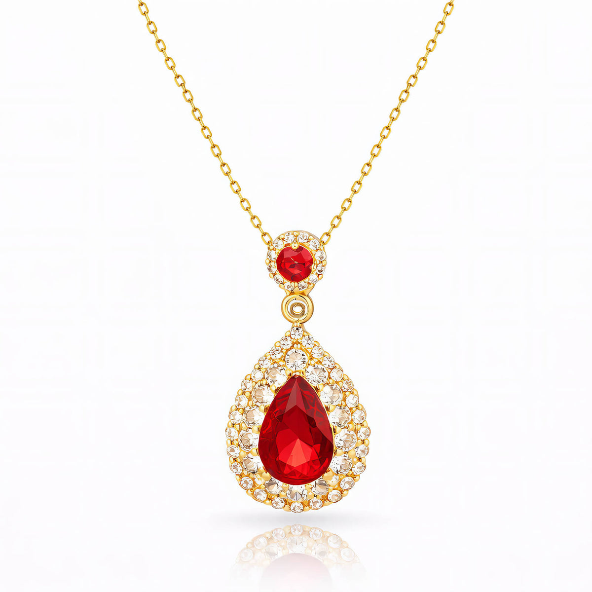 Ruby Drop Ketting | 18K Gold Plated & Zirkonia