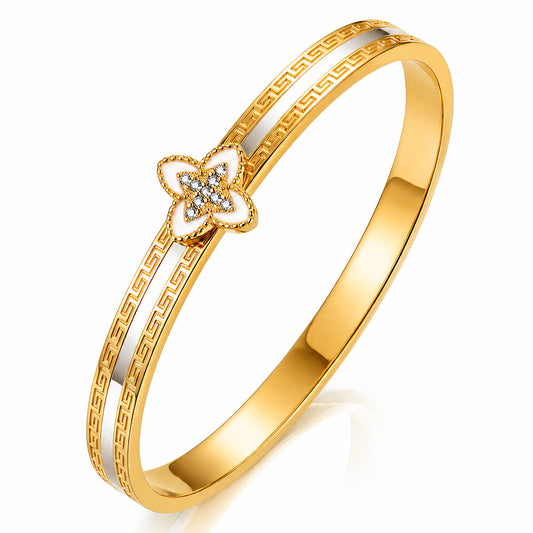 Bloom Bangle Kristal | 18K Gold Plated Stainless Steel & Zirkonia