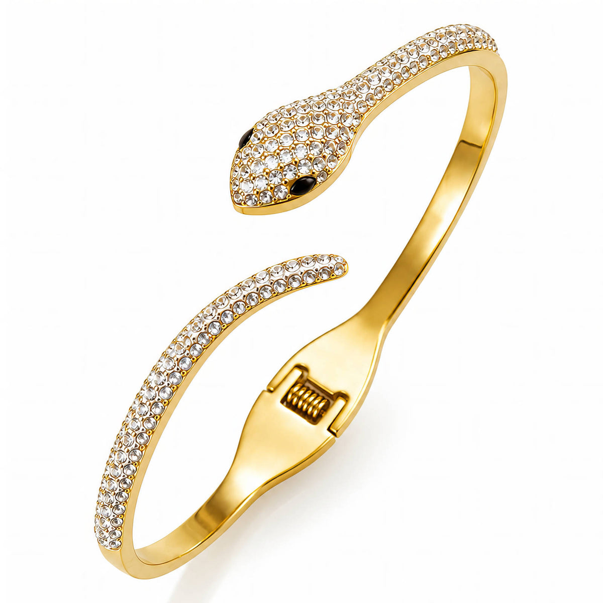 Soraya Snake Bangle | 18K Gold Plated Stainless Steel & Zirkonia