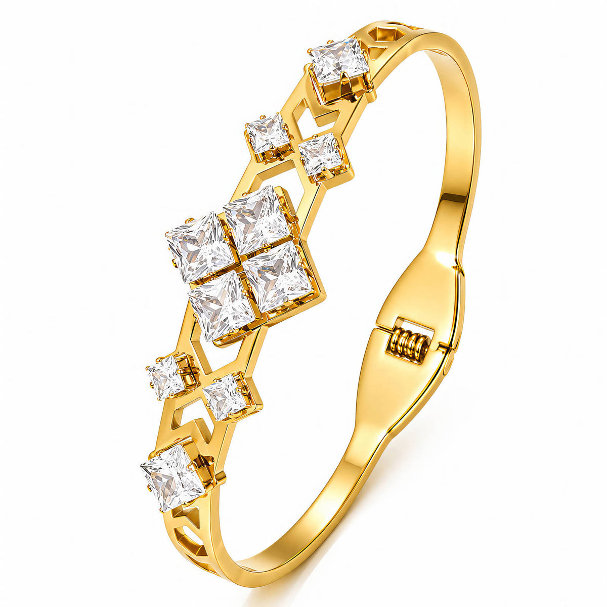 Diamante Bangle | 18K Gold Plated Stainless Steel & Zirkonia