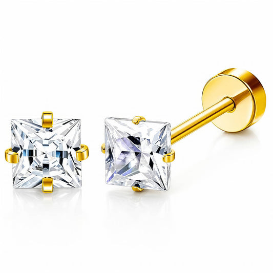Quadra Studs | 18K Gold Plated Stainless Steel & Zirkonia